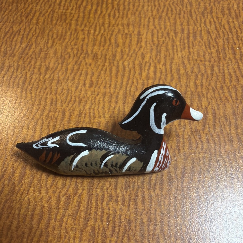 Small Hand Made Painted Duck Brooch 2"